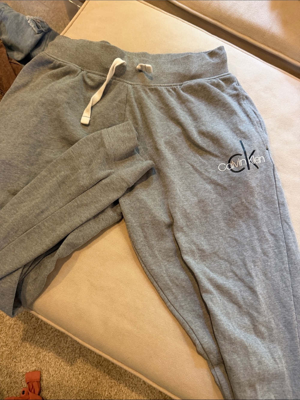Calvin Klein Kids Light Grey Jogger Sweatpants with Logo